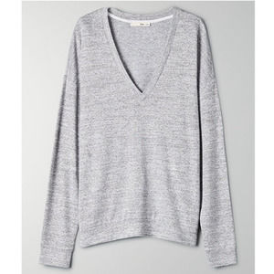 Wilfred Free Aritzia Gray Remy Long Sleeve V Neck Shirt Top